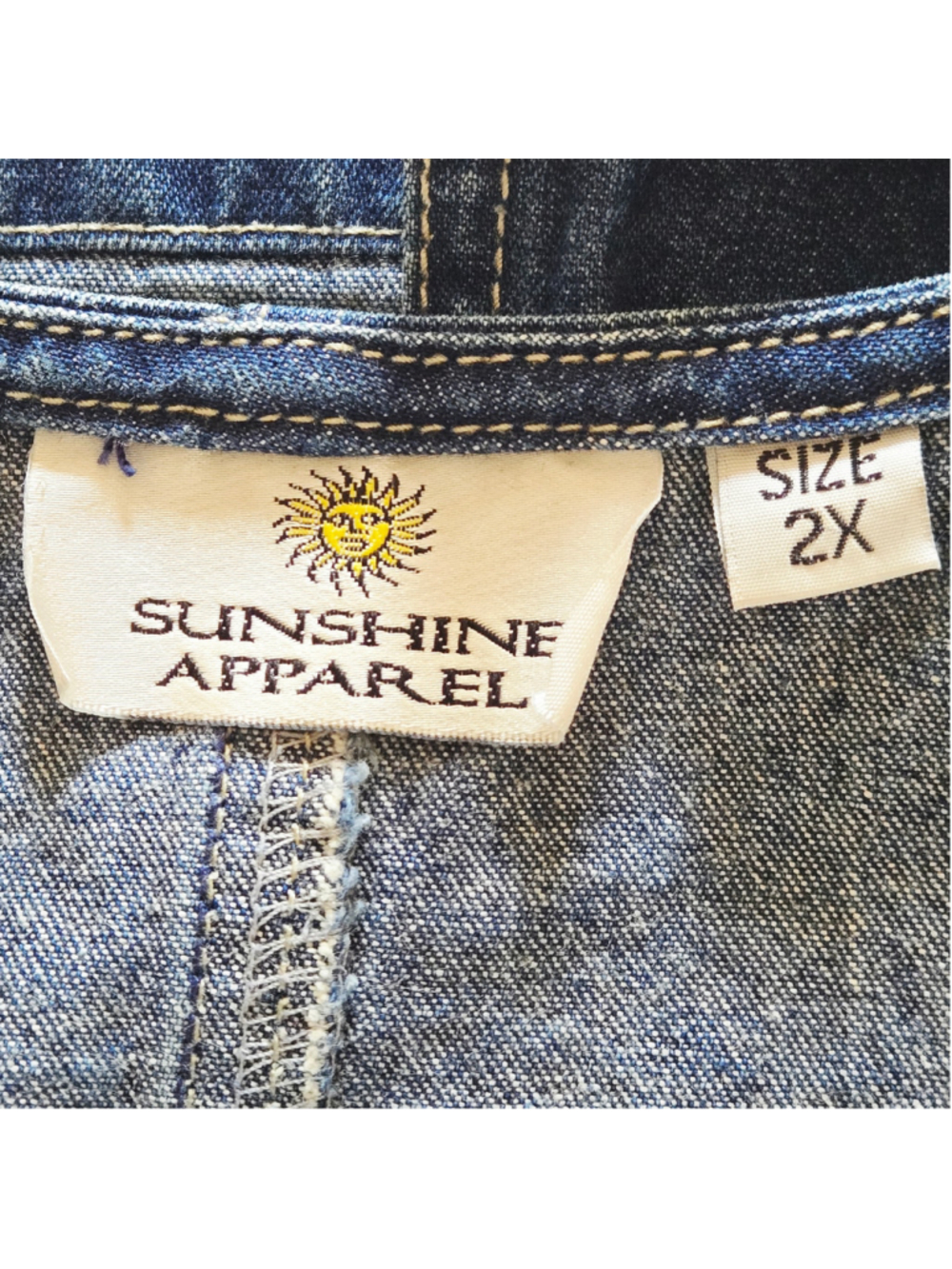 Sunshine Apparel Sleeveless Blue Denim Jumper American Flag Maxi Dress Plus 2X - Picture 9 of 10